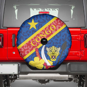 Congo DR Spare Tire Cover Coat Of Arms Leopard Pattern