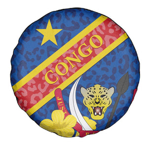 Congo DR Spare Tire Cover Coat Of Arms Leopard Pattern