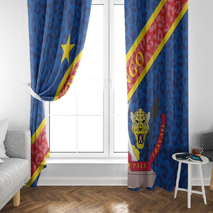 Congo DR Window Curtain Coat Of Arms Leopard Pattern