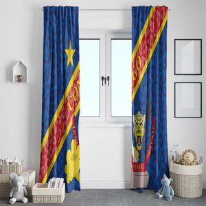 Congo DR Window Curtain Coat Of Arms Leopard Pattern