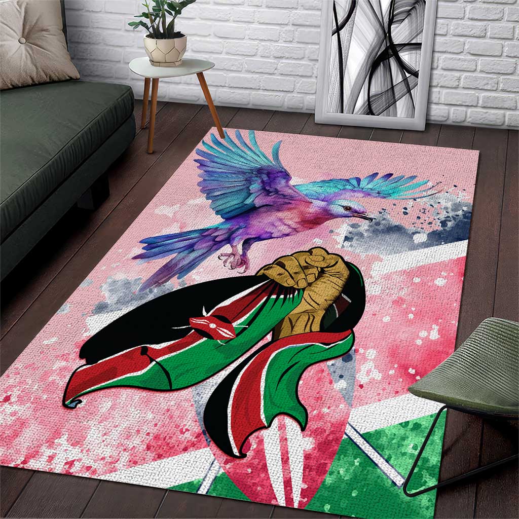 Kenya Independence Day Area Rug with Lilac Breasted Roller - Unique Version