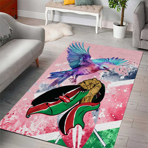 Kenya Independence Day Area Rug with Lilac Breasted Roller - Unique Version