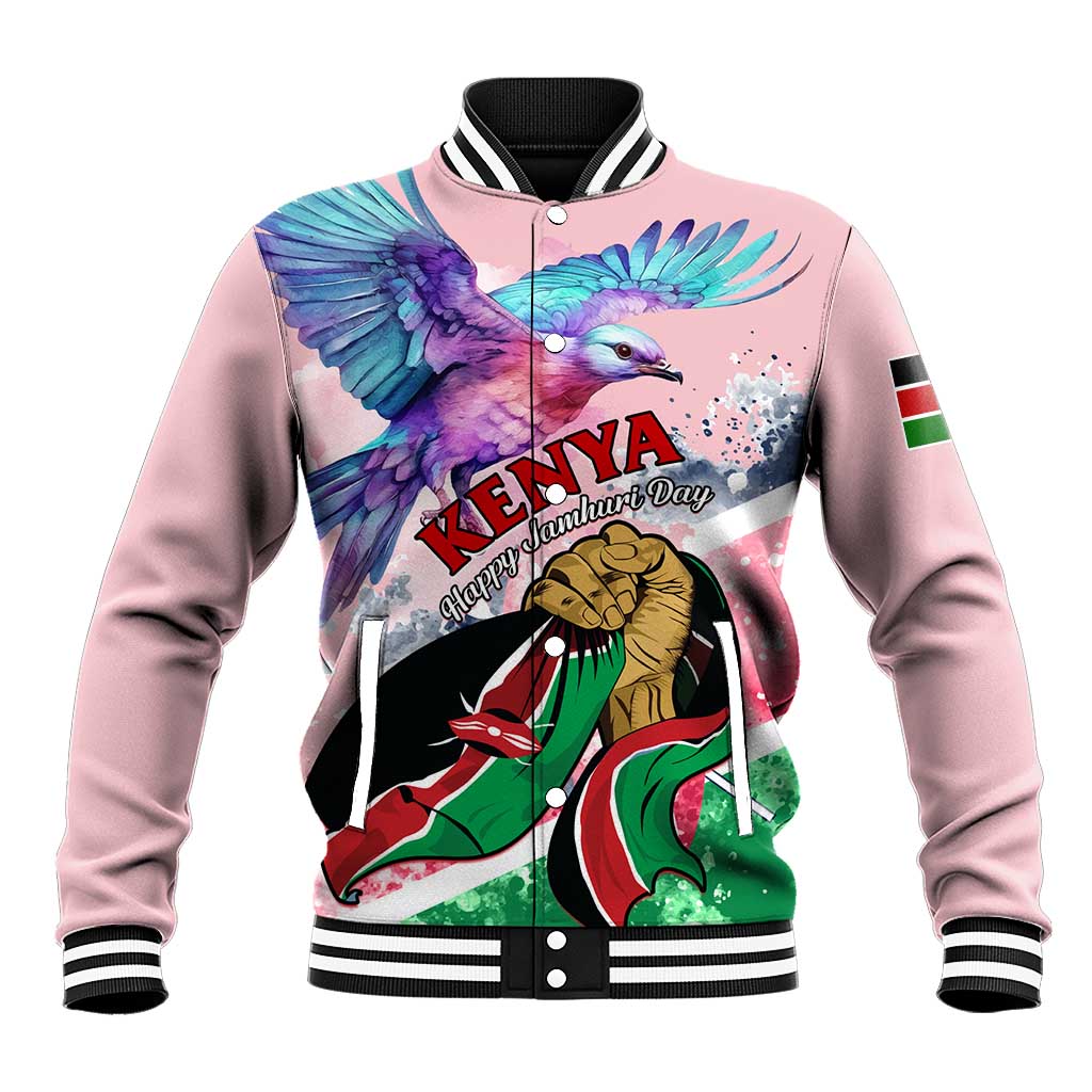 Personalized Kenya Independence Day Baseball Jacket with Lilac Breasted Roller - Unique Version LT01