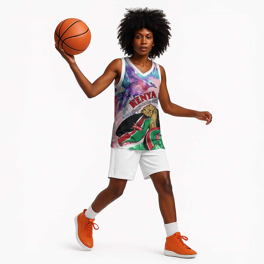 Personalized Kenya Independence Day Basketball Jersey with Lilac Breasted Roller - Unique Version LT01