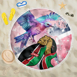 Kenya Independence Day Beach Blanket with Lilac Breasted Roller - Unique Version