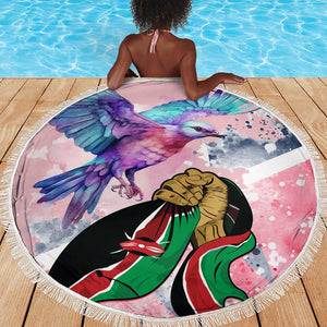 Kenya Independence Day Beach Blanket with Lilac Breasted Roller - Unique Version