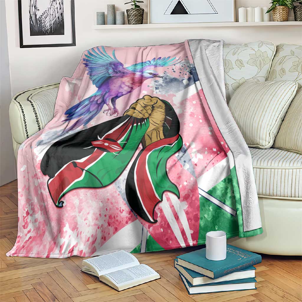 Kenya Independence Day Blanket with Lilac Breasted Roller - Unique Version