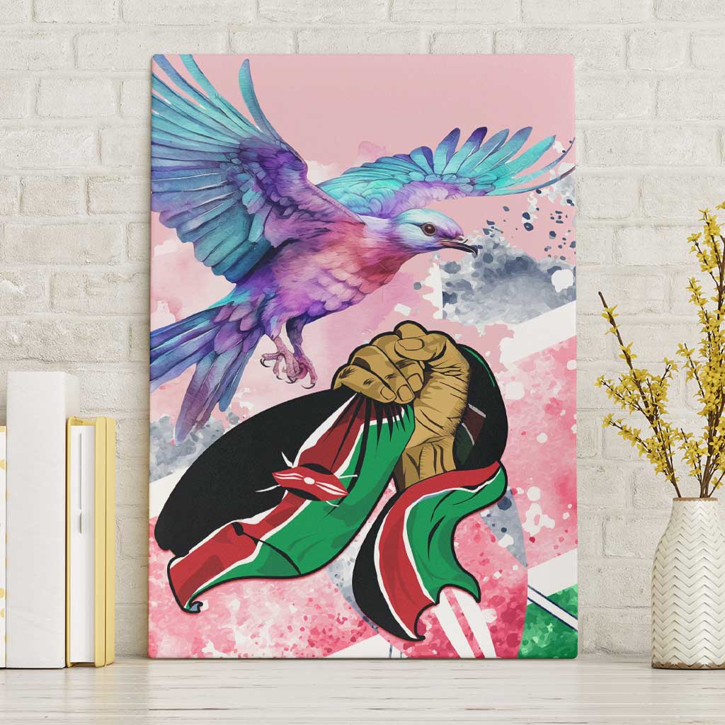 Kenya Independence Day Canvas Wall Art with Lilac Breasted Roller - Unique Version