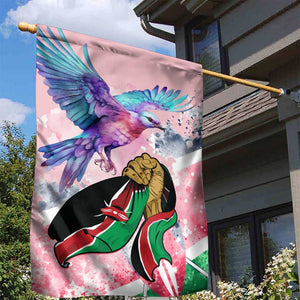 Kenya Independence Day Garden Flag with Lilac Breasted Roller - Unique Version