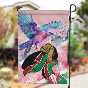 Kenya Independence Day Garden Flag with Lilac Breasted Roller - Unique Version