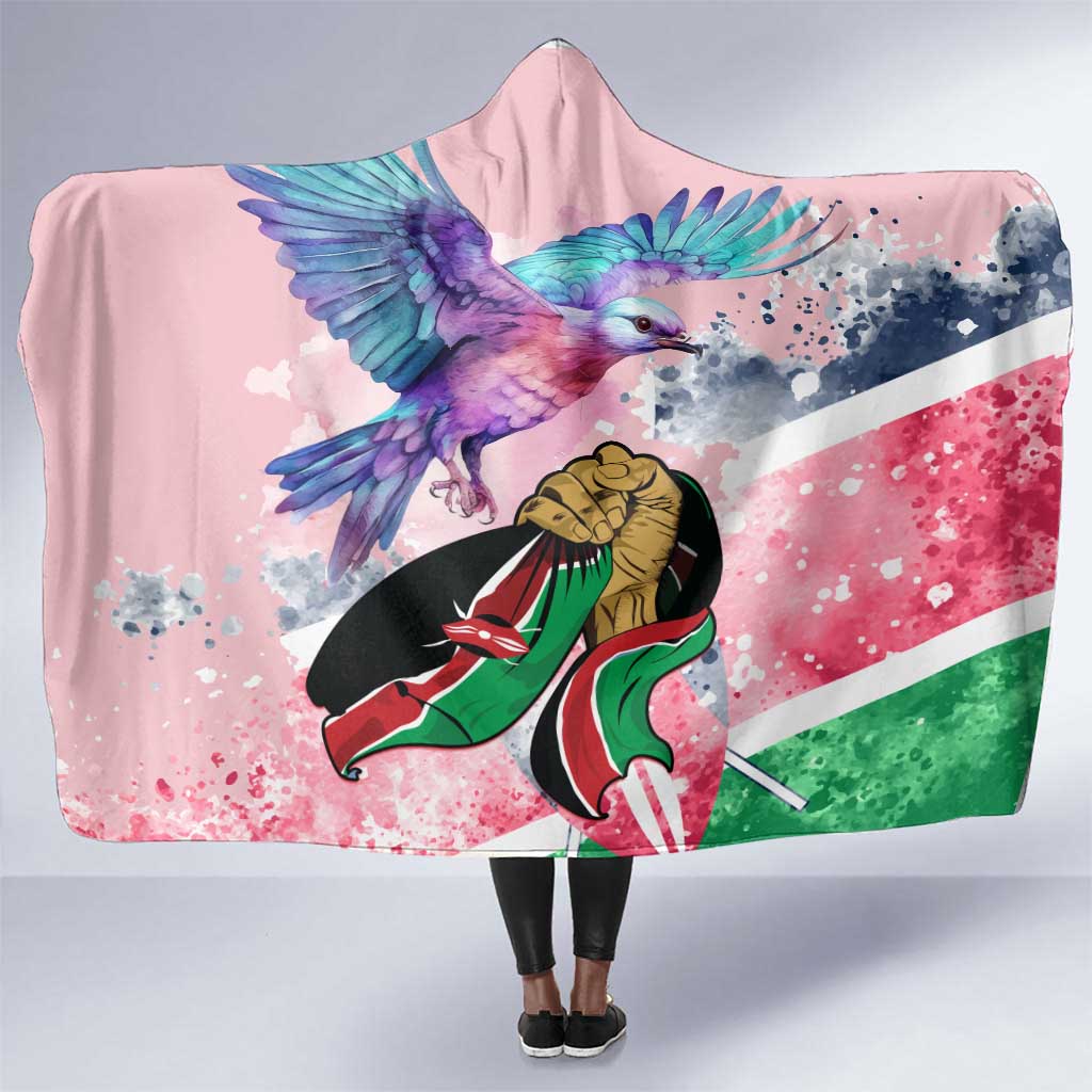 Kenya Independence Day Hooded Blanket with Lilac Breasted Roller - Unique Version