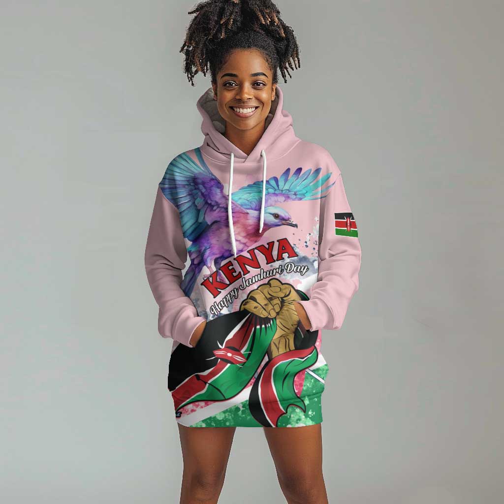 Personalized Kenya Independence Day Hoodie Dress with Lilac Breasted Roller - Unique Version