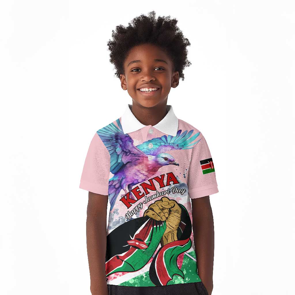 Personalized Kenya Independence Day Kid Polo Shirt with Lilac Breasted Roller - Unique Version