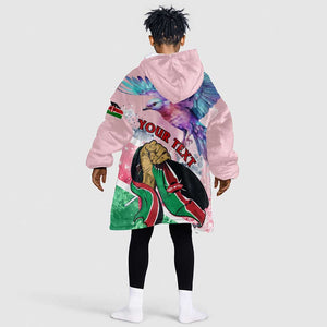 Personalized Kenya Independence Day KId Wearable Blanket Hoodie with Lilac Breasted Roller - Unique Version