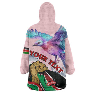 Personalized Kenya Independence Day KId Wearable Blanket Hoodie with Lilac Breasted Roller - Unique Version