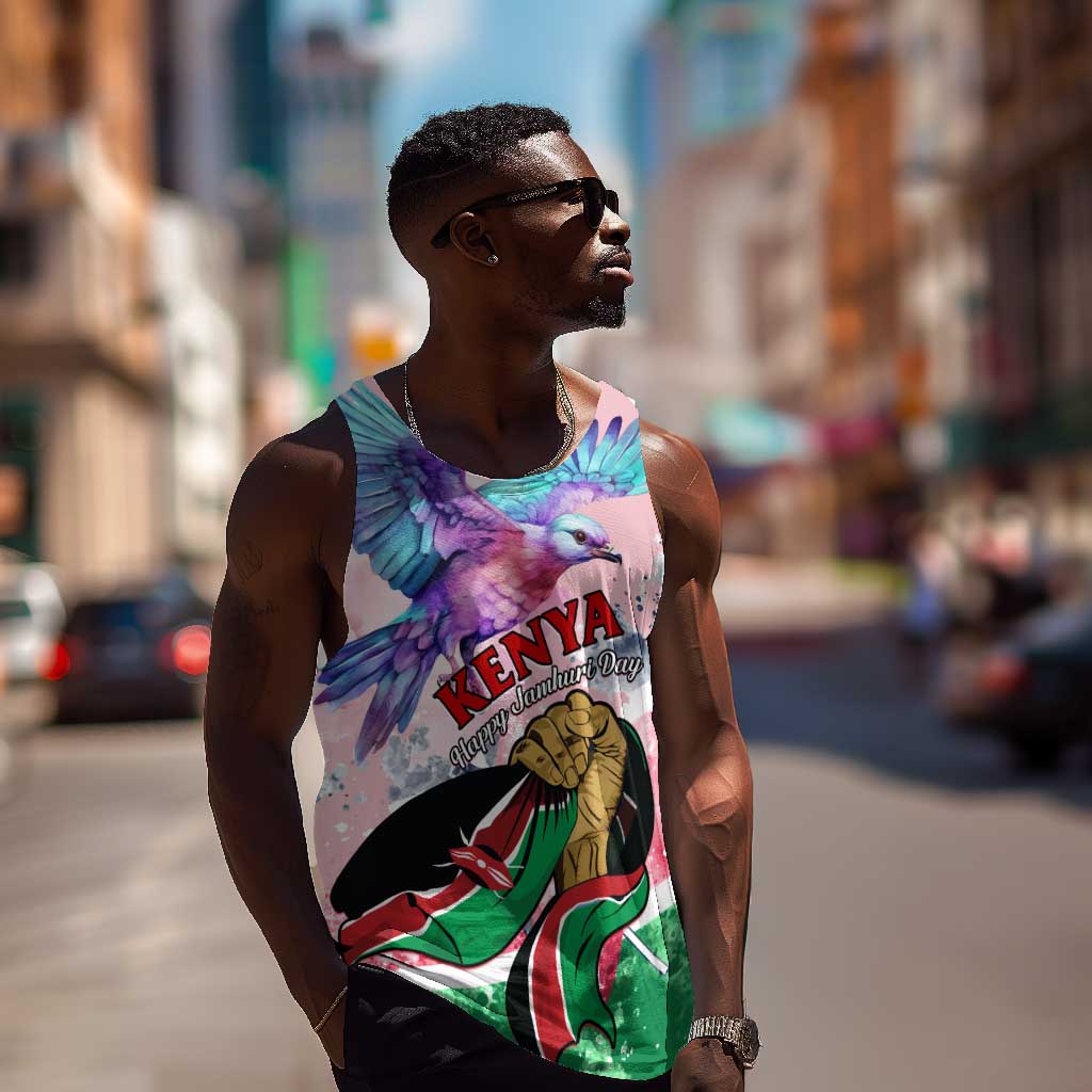 Personalized Kenya Independence Day Men Tank Top with Lilac Breasted Roller - Unique Version