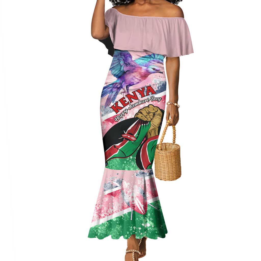 Personalized Kenya Independence Day Mermaid Dress with Lilac Breasted Roller - Unique Version