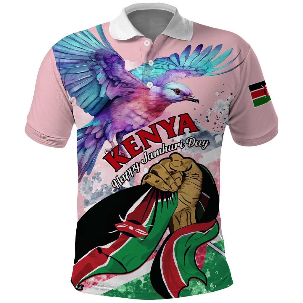 Personalized Kenya Independence Day Polo Shirt with Lilac Breasted Roller - Unique Version