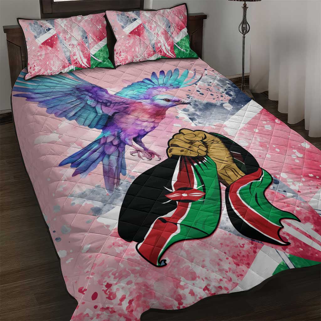 Kenya Independence Day Quilt Bed Set with Lilac Breasted Roller - Unique Version