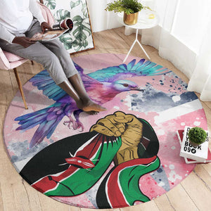 Kenya Independence Day Round Carpet with Lilac Breasted Roller - Unique Version