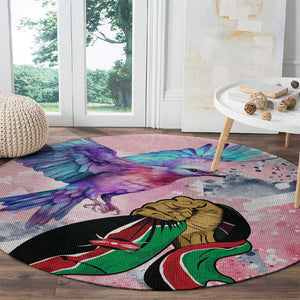 Kenya Independence Day Round Carpet with Lilac Breasted Roller - Unique Version