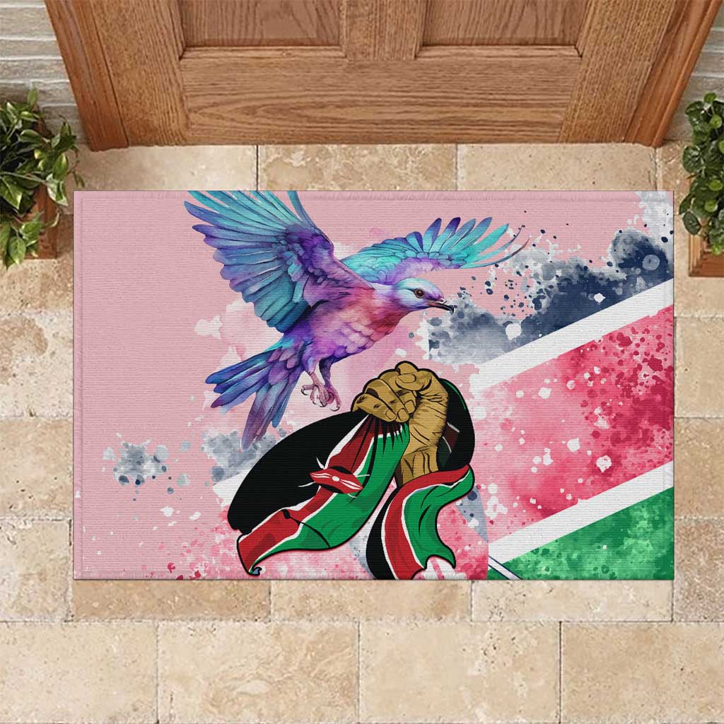 Kenya Independence Day Rubber Doormat with Lilac Breasted Roller - Unique Version