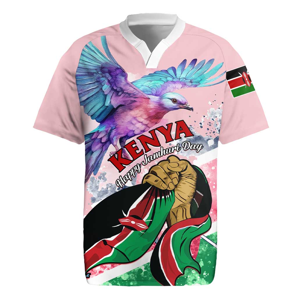 Personalized Kenya Independence Day Rugby Jersey with Lilac Breasted Roller - Unique Version