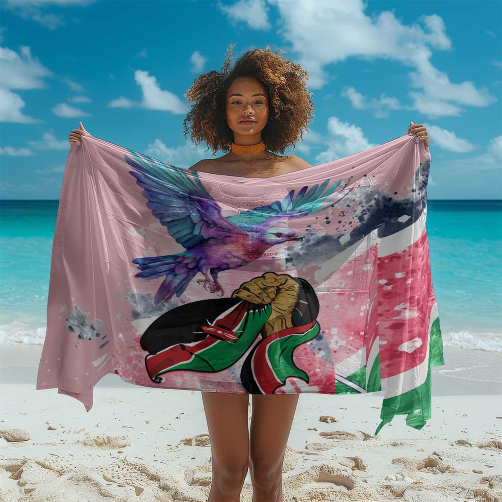 Kenya Independence Day Sarong with Lilac Breasted Roller - Unique Version