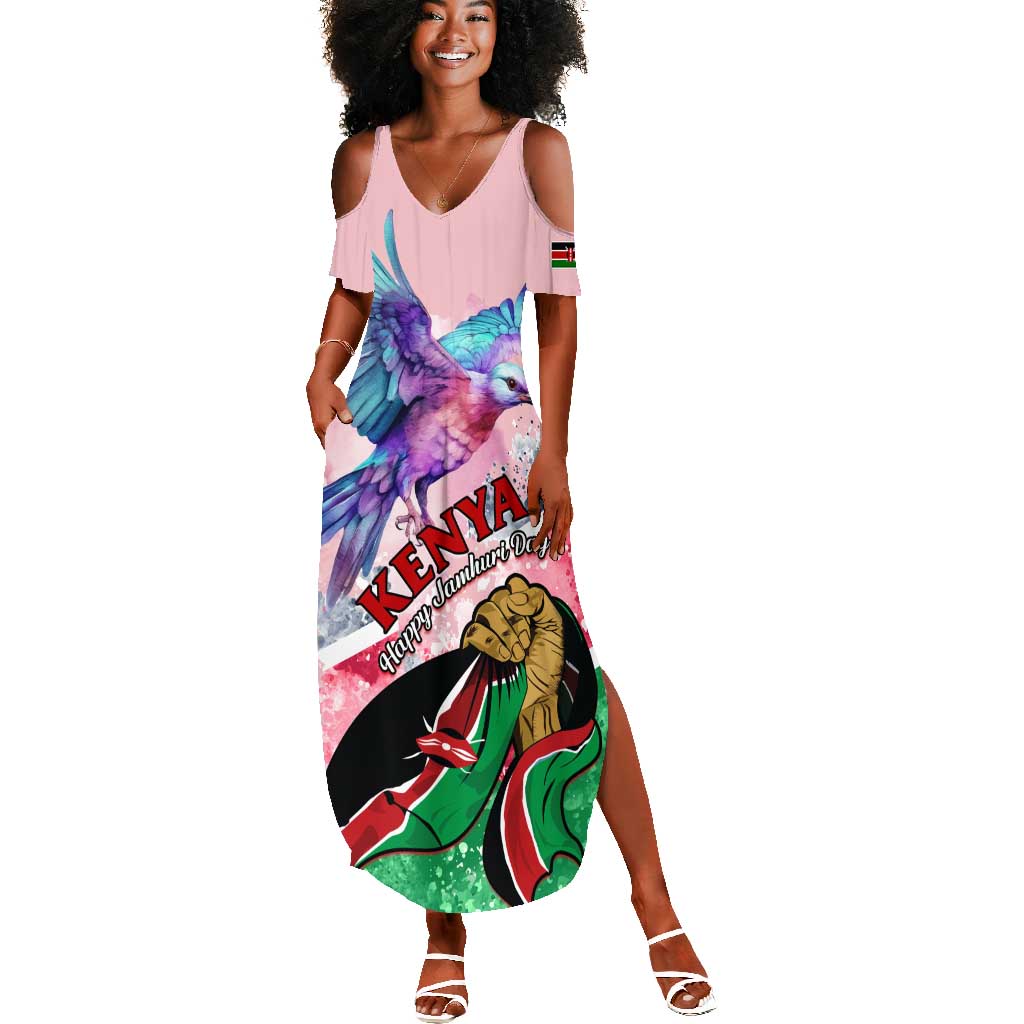 Personalized Kenya Independence Day Summer Maxi Dress with Lilac Breasted Roller - Unique Version