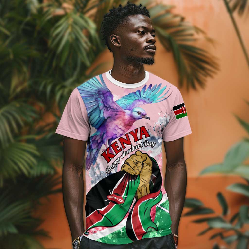 Personalized Kenya Independence Day T shirt with Lilac Breasted Roller - Unique Version