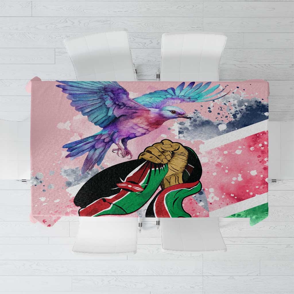 Kenya Independence Day Tablecloth with Lilac Breasted Roller - Unique Version