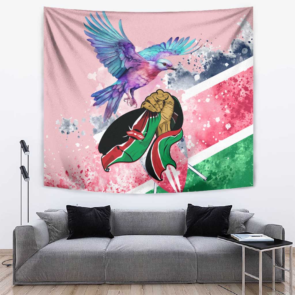 Kenya Independence Day Tapestry with Lilac Breasted Roller - Unique Version