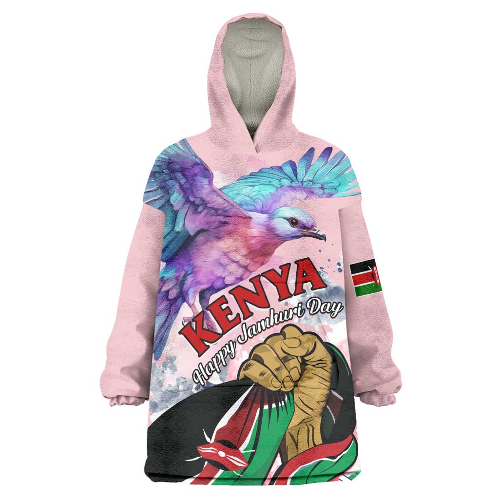 Personalized Kenya Independence Day Wearable Blanket Hoodie with Lilac Breasted Roller - Unique Version
