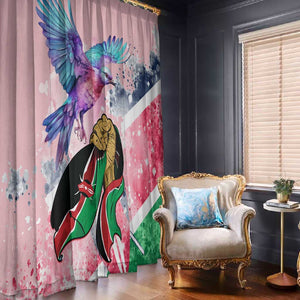 Kenya Independence Day Window Curtain with Lilac Breasted Roller - Unique Version