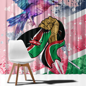 Kenya Independence Day Window Curtain with Lilac Breasted Roller - Unique Version