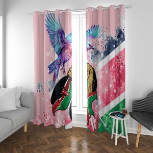 Kenya Independence Day Window Curtain with Lilac Breasted Roller - Unique Version