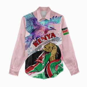 Personalized Kenya Independence Day Women Casual Shirt with Lilac Breasted Roller - Unique Version