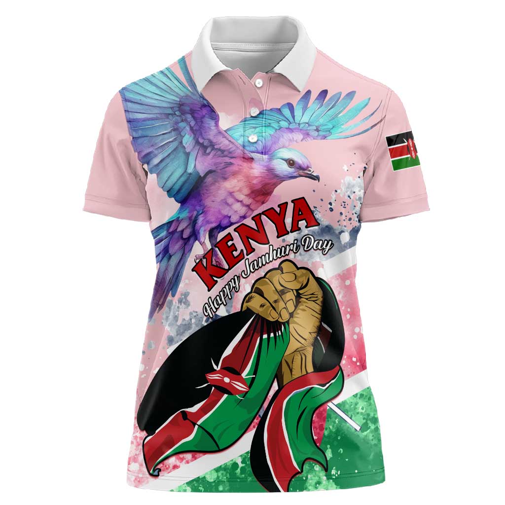 Personalized Kenya Independence Day Women Polo Shirt with Lilac Breasted Roller - Unique Version