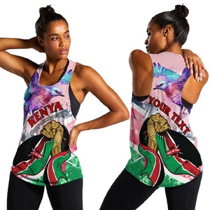 Personalized Kenya Independence Day Women Racerback Tank with Lilac Breasted Roller - Unique Version