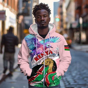 Personalized Kenya Independence Day Zip Hoodie with Lilac Breasted Roller - Unique Version