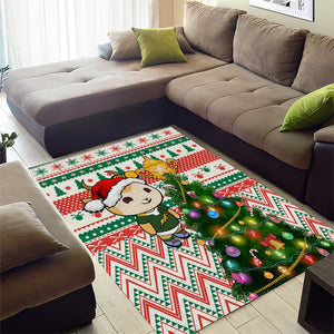 South Africa Rugby Christmas Area Rug with Cute Springbok and Christmas Tree