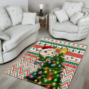 South Africa Rugby Christmas Area Rug with Cute Springbok and Christmas Tree