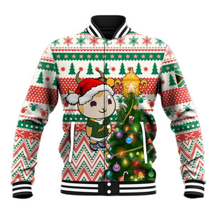 Personalized South Africa Rugby Christmas Baseball Jacket with Cute Springbok and Christmas Tree LT01