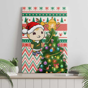 South Africa Rugby Christmas Canvas Wall Art with Cute Springbok and Christmas Tree