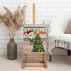 South Africa Rugby Christmas Canvas Wall Art with Cute Springbok and Christmas Tree