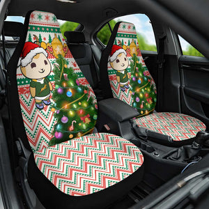 South Africa Rugby Christmas Car Seat Cover with Cute Springbok and Christmas Tree