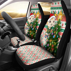 South Africa Rugby Christmas Car Seat Cover with Cute Springbok and Christmas Tree