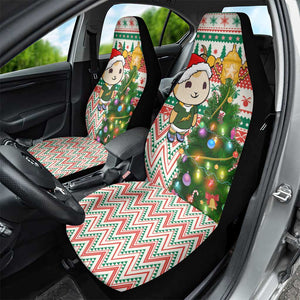 South Africa Rugby Christmas Car Seat Cover with Cute Springbok and Christmas Tree