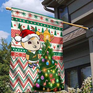 South Africa Rugby Christmas Garden Flag with Cute Springbok and Christmas Tree