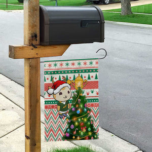 South Africa Rugby Christmas Garden Flag with Cute Springbok and Christmas Tree